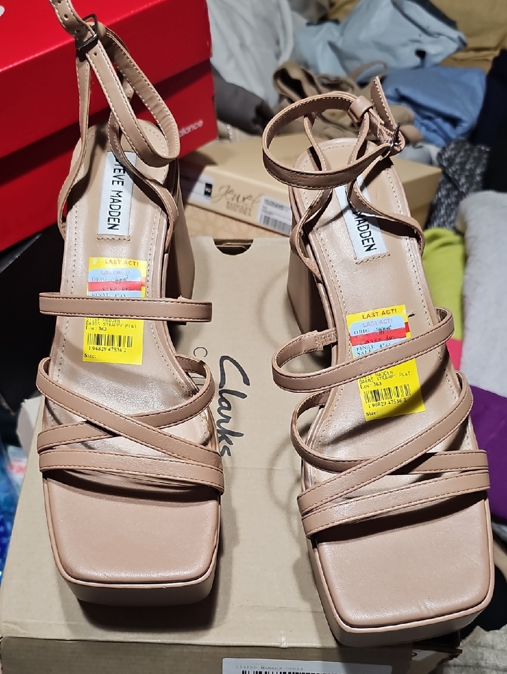 Steve Madden Women's Nude Strappy Block Heel Sandals
